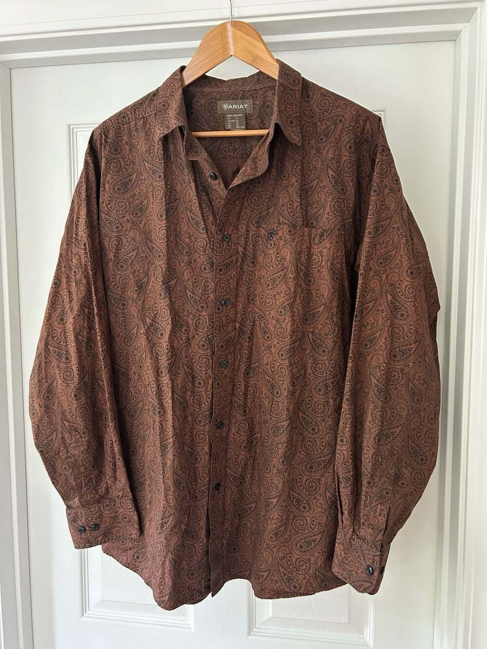 Ariat Men's XL Brown Paisley Long Sleeve Button Down Shirt